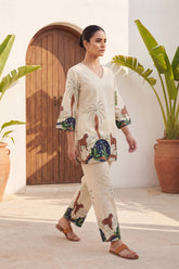 Cream Expedition Botanical Scene Cotton Flex Co-ord Set | Me&My