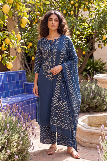 Royal Market Blue Cotton Suit Set