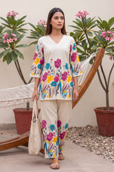 Tulip Garden Ivory Scattered Floral Cotton Co-ord Set