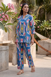 Abstract Whisper Cobalt Ikat Co-ord Set