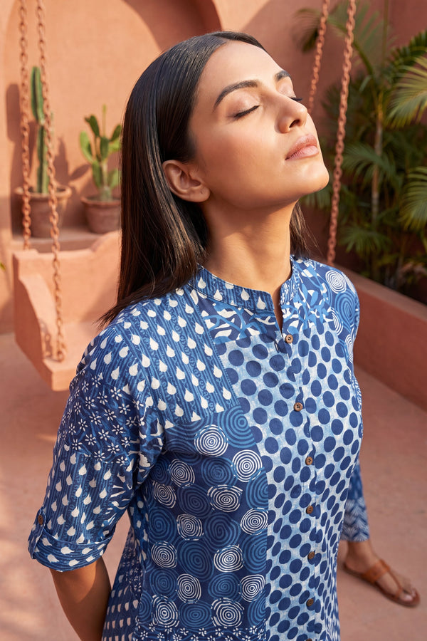 Boulevard Cobalt Mandarin Cotton Co-ord Set