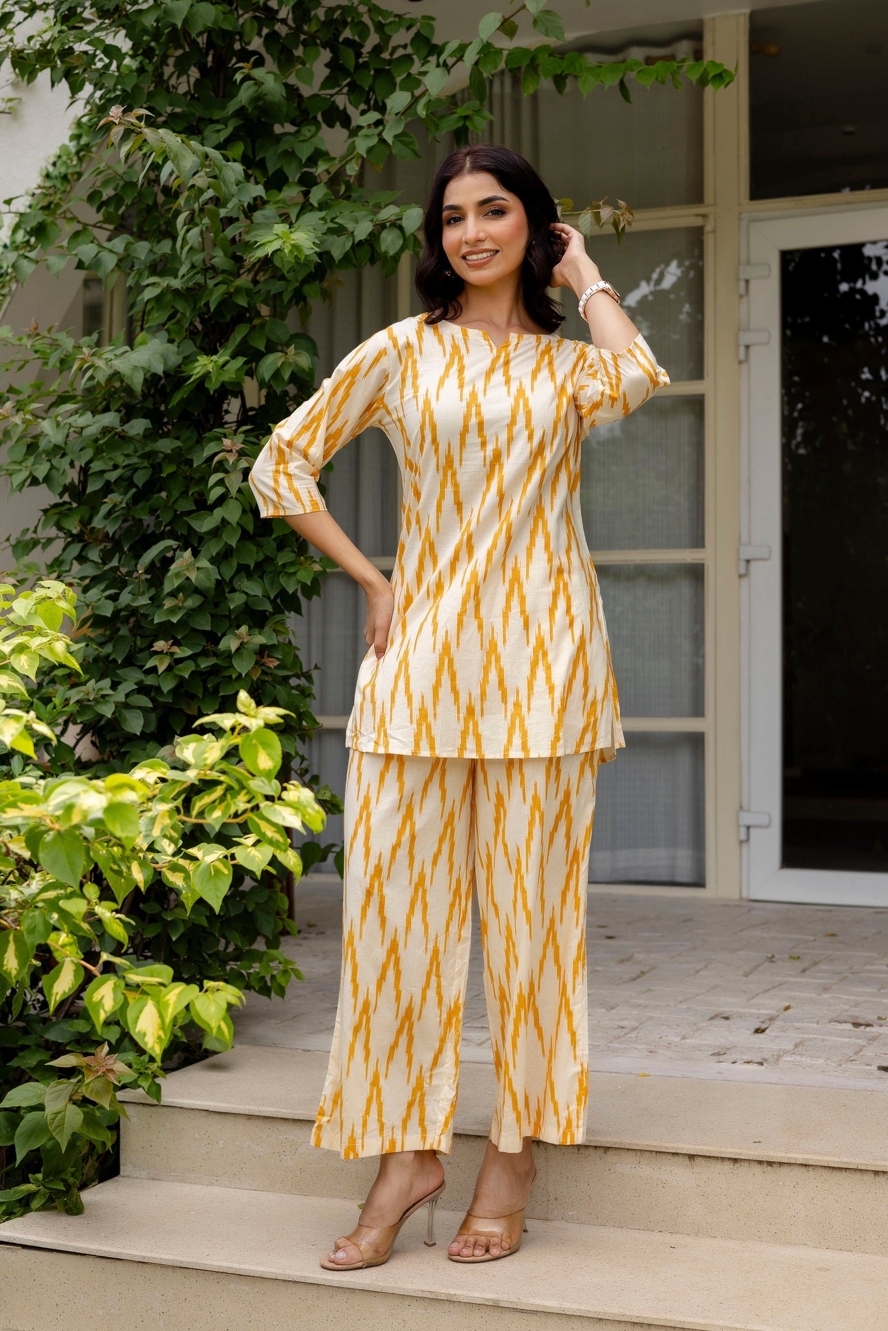 Sunshine Ikat Printed Cotton Co-ord Set