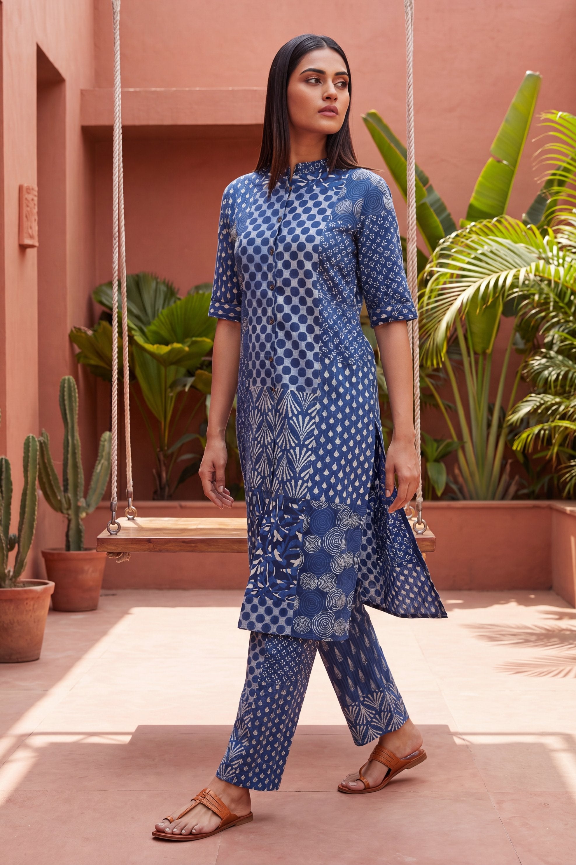 Boulevard Cobalt Mandarin Cotton Co-ord Set