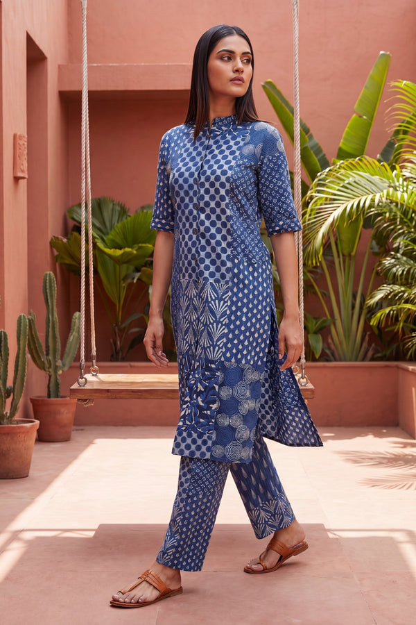 Boulevard Cobalt Mandarin Cotton Co-ord Set