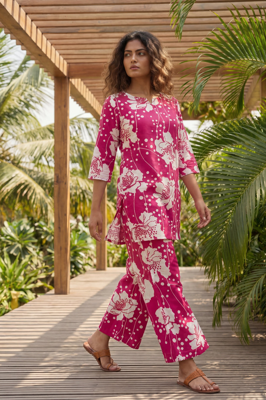 Blossom Garden Bright Pink Floral Cotton Co-ord Set — image 6