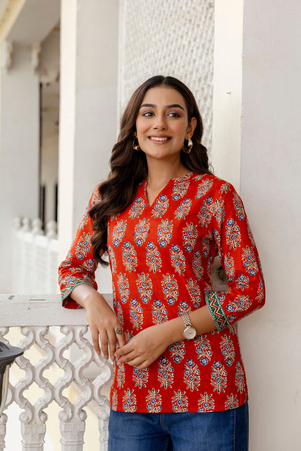 Roselure Printed Cotton Top