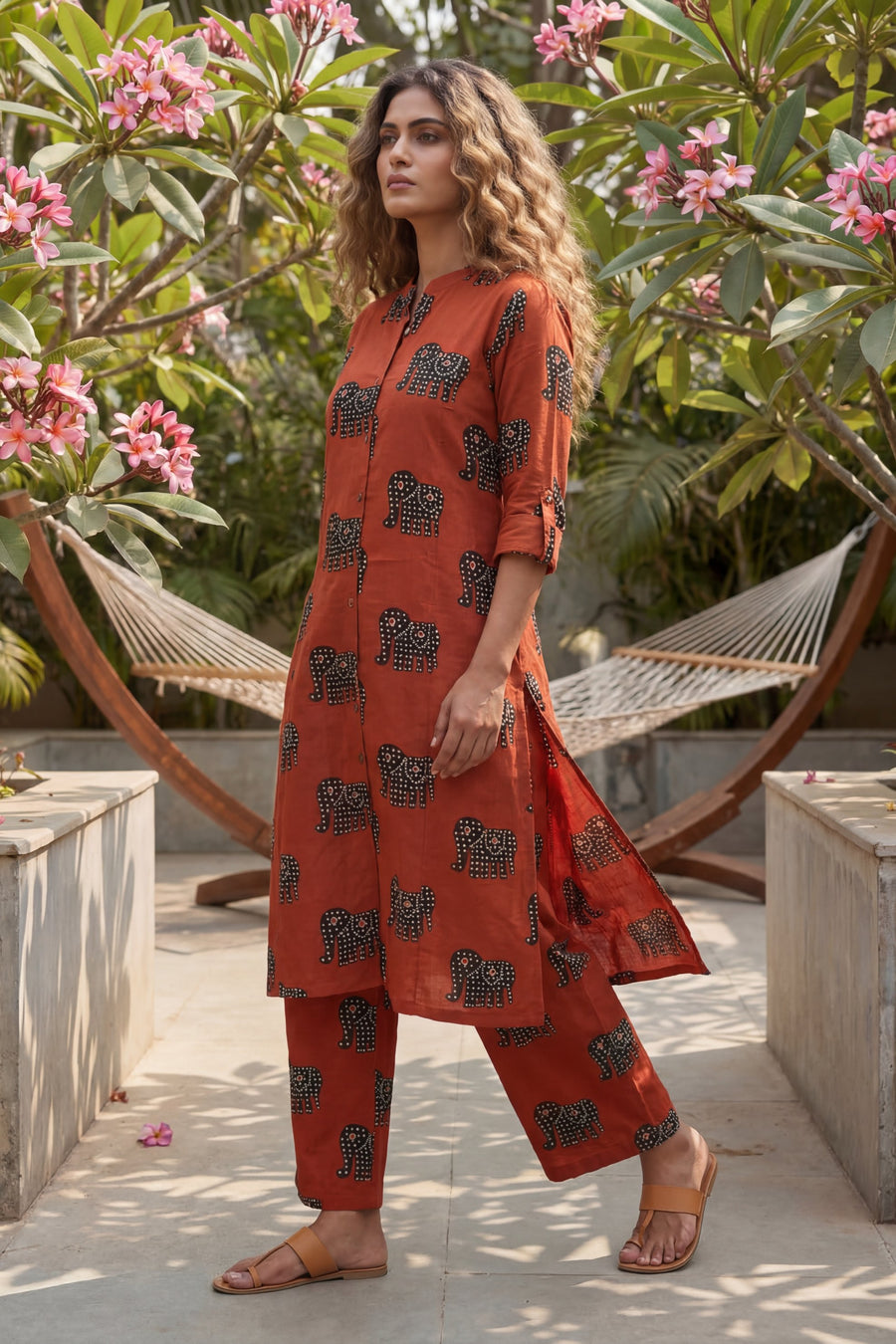 Scarlet Elephant Red Cotton Co-ord Set — image 4
