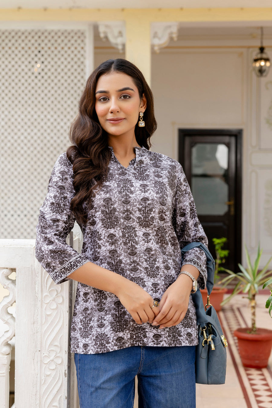 Mistveil Printed Cotton Top — image 7