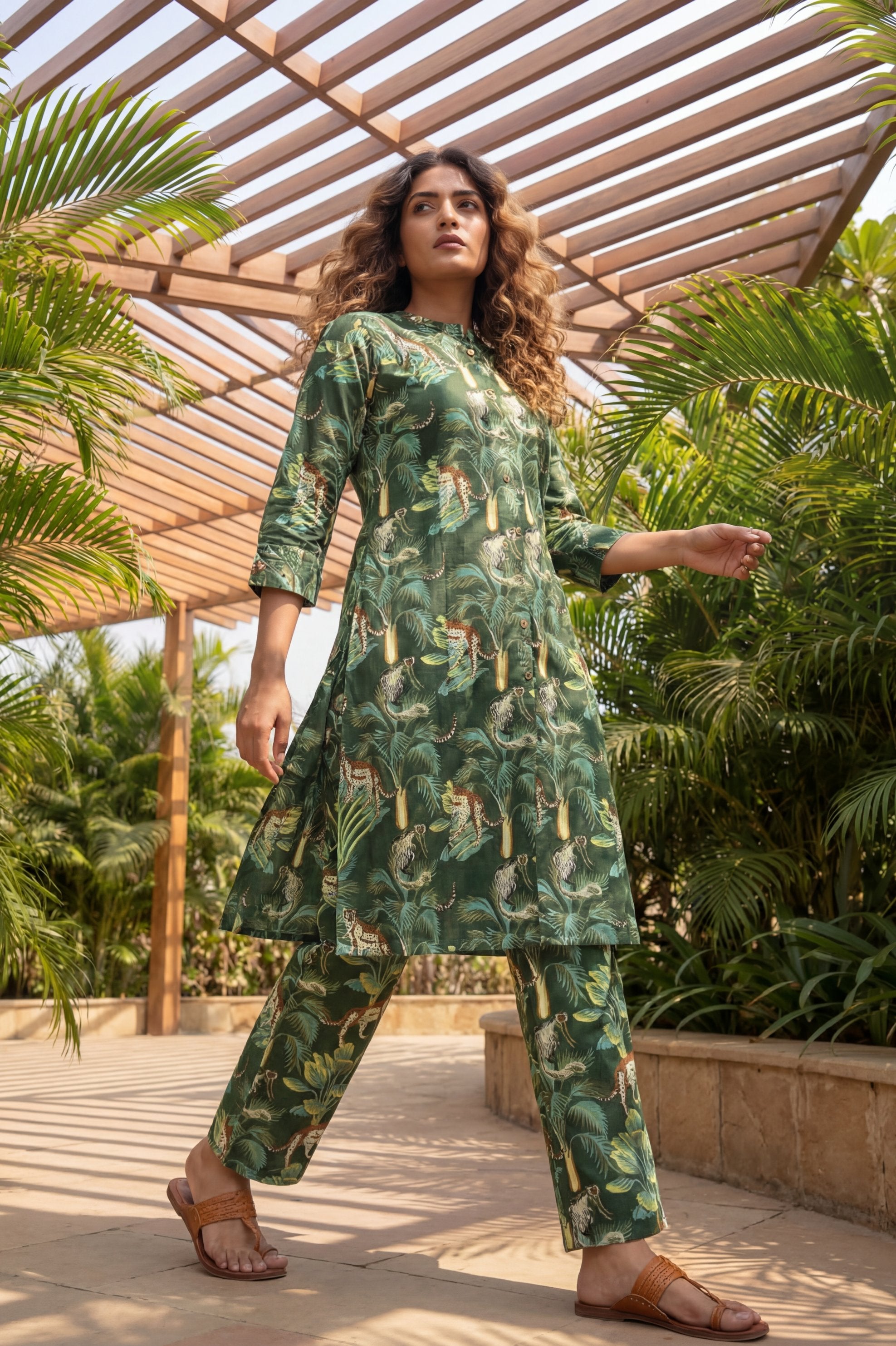 Wild Streak Forest Green Animal Cotton Co-ord Set | Me&My