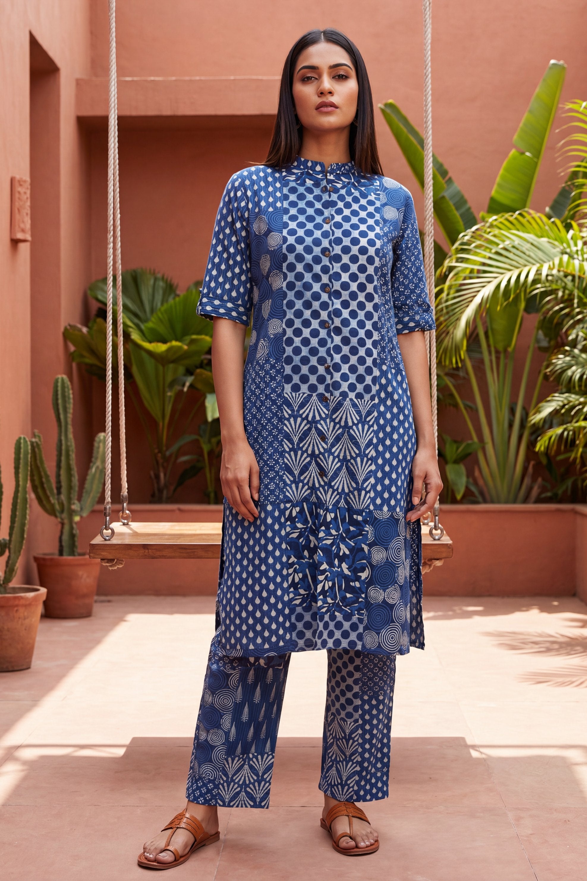 Boulevard Cobalt Mandarin Cotton Co-ord Set