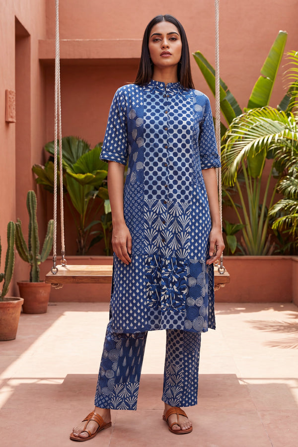 Boulevard Cobalt Mandarin Cotton Co-ord Set