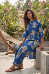 Forest Garden Navy Cotton Co-ord Set