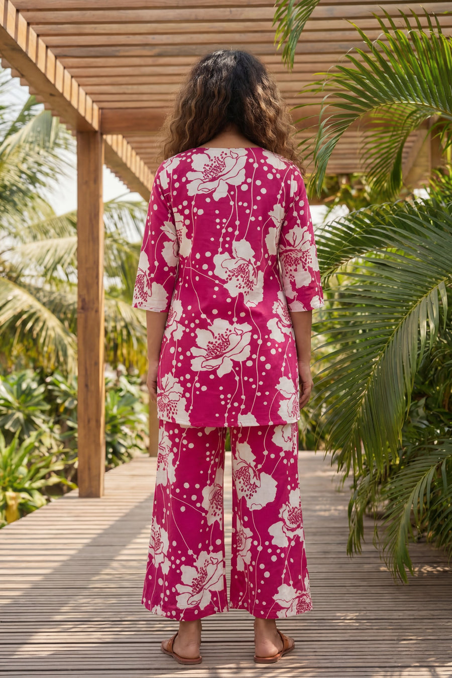 Blossom Garden Bright Pink Floral Cotton Co-ord Set — image 10