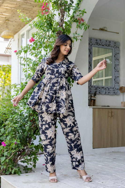 Shadowthread Black Cotton Co-ord Set - Me&My