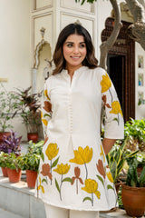 Creamrose Off-White & Pink Floral Cotton Flex Co-ord Set from Me&My