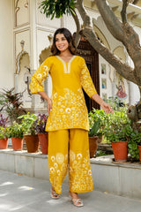 Buttergleam Yellow Botanical Cotton Flex Co-ord Set from Me&My