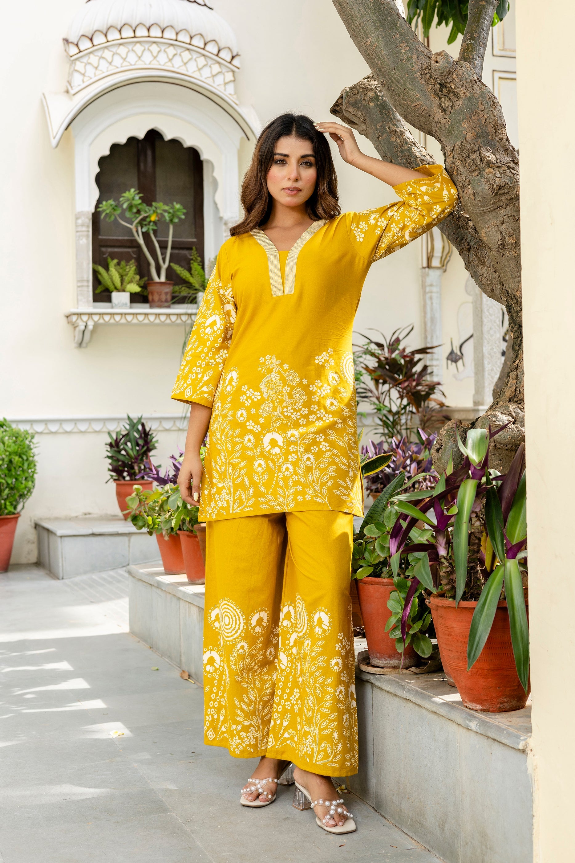 Buttergleam Yellow Botanical Cotton Flex Co-ord Set from Me&My
