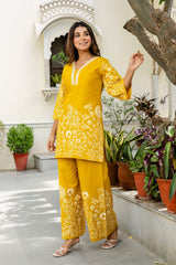 Buttergleam Yellow Botanical Cotton Flex Co-ord Set - Me&My