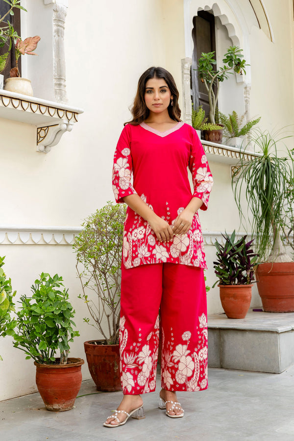 Petalrush Pink Floral Cotton Flex Co-ord Set