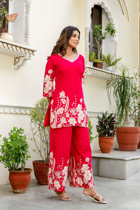 Petalrush Pink Floral Cotton Flex Co-ord Set - Me&My