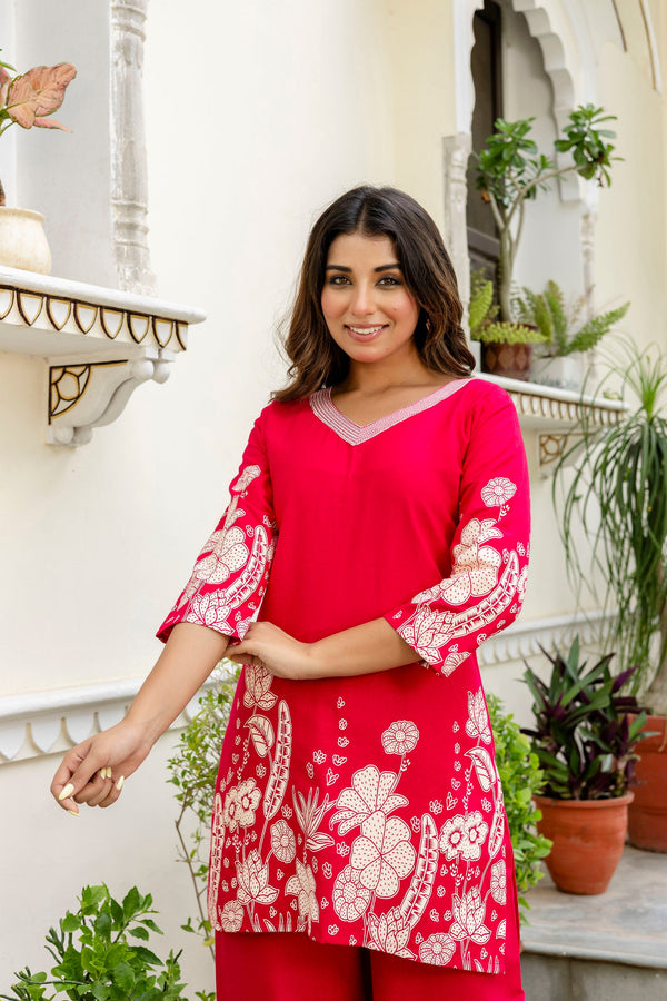 Petalrush Pink Floral Cotton Flex Co-ord Set