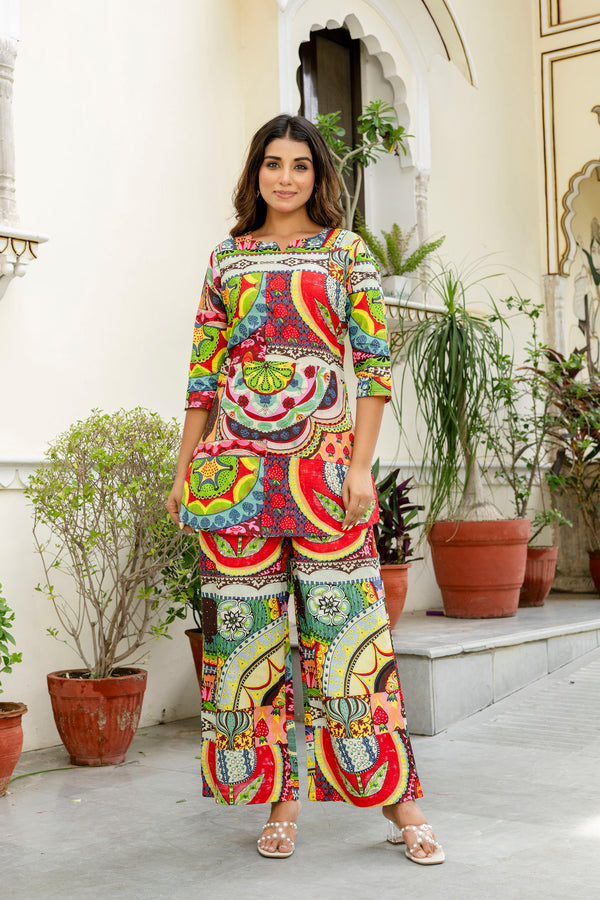 Color Fusion Abstract Cotton Co-ord Set