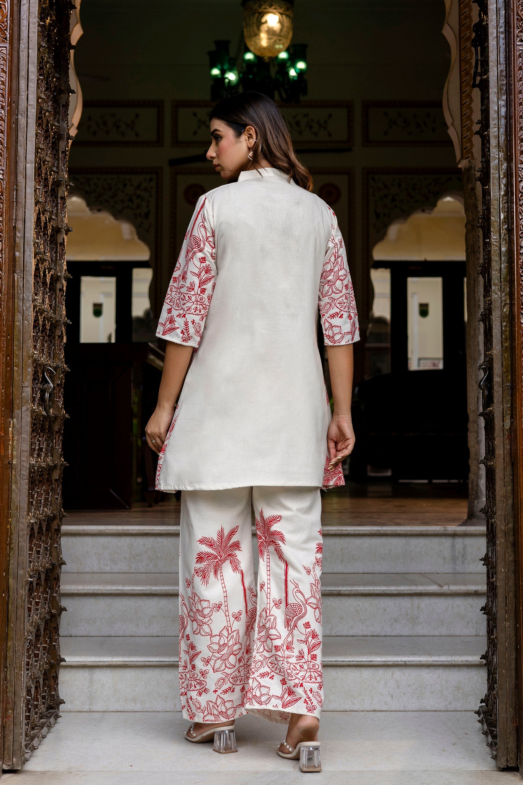 Frostshade Off-White & Blue Botanical Cotton Flex Co-ord Set from Me&My