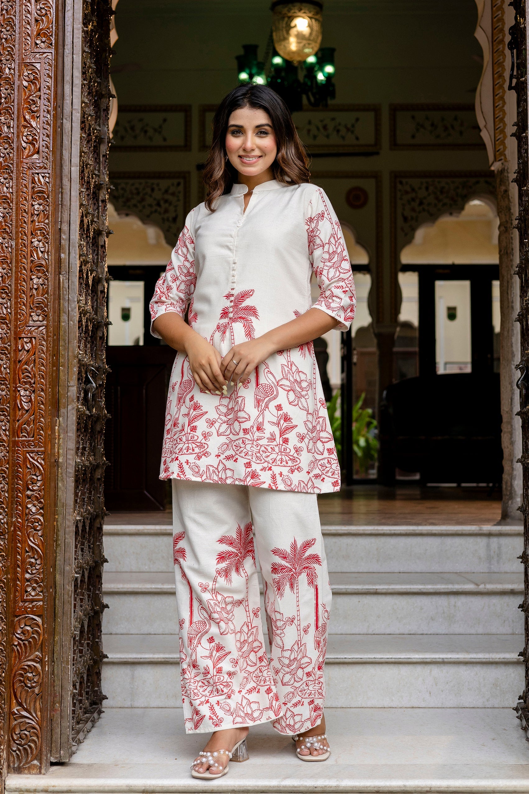 Frostshade Off-White & Blue Botanical Cotton Flex Co-ord Set from Me&My