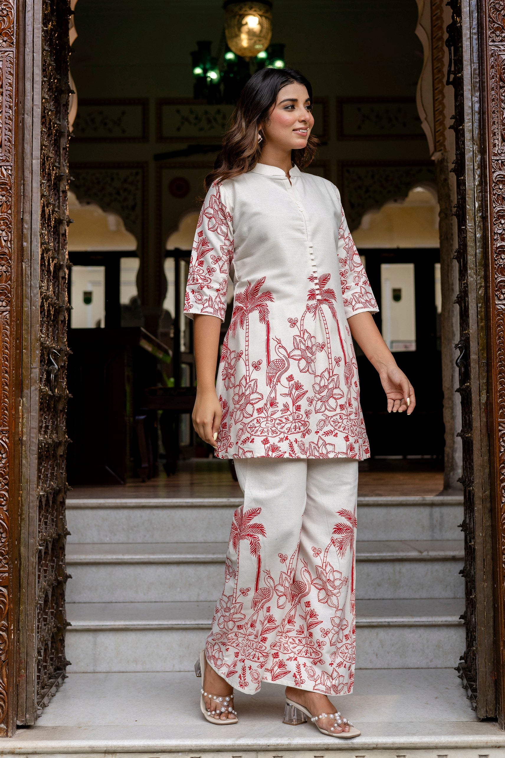 Frostshade Off-White & Blue Botanical Cotton Flex Co-ord Set from Me&My