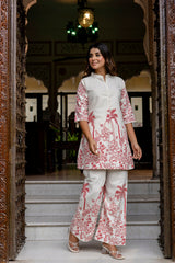 Frostshade Off-White & Blue Botanical Cotton Flex Co-ord Set from Me&My
