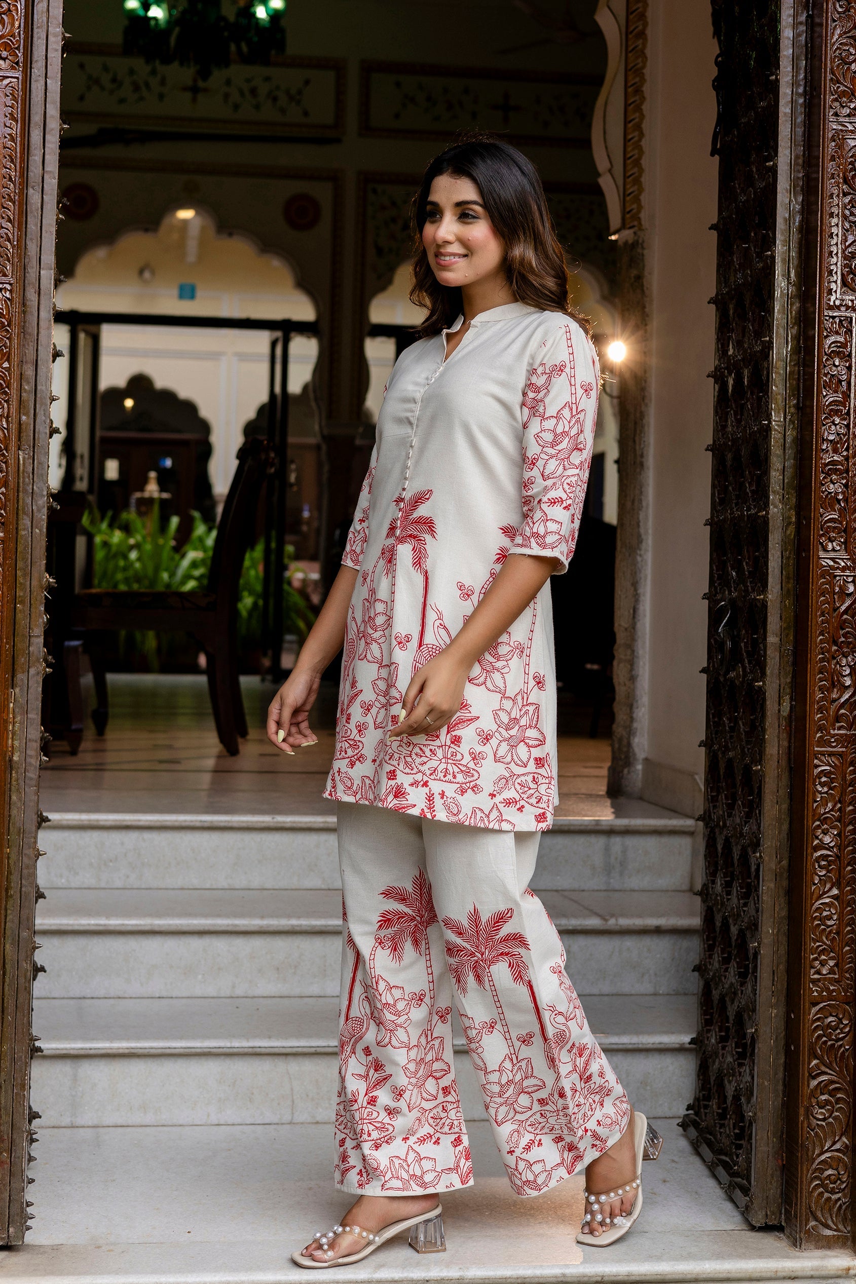 Frostshade Off-White & Blue Botanical Cotton Flex Co-ord Set from Me&My