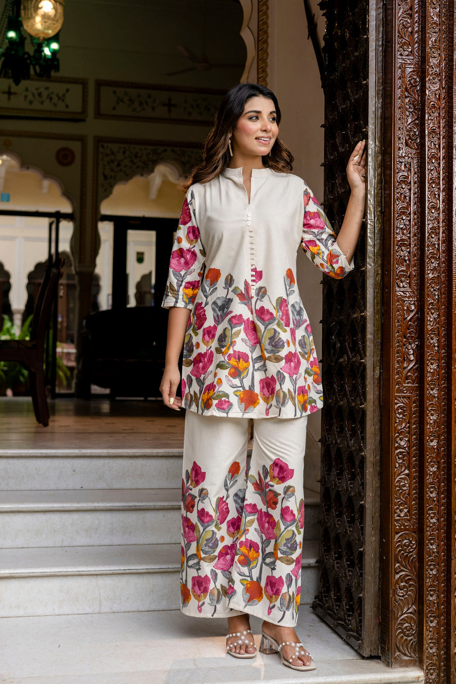 Mistwood Off-White & Grey Botanical Cotton Flex Co-ord Set — image 5