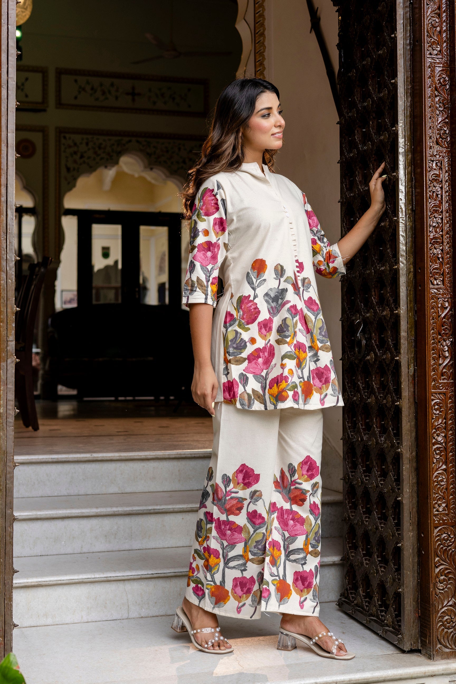 Mistwood Off-White & Grey Botanical Cotton Flex Co-ord Set from Me&My