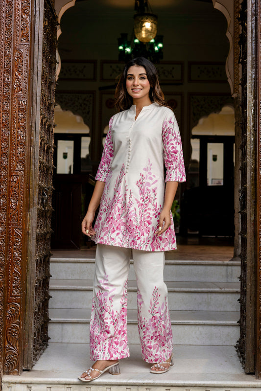 Sandlight Off-White Botanical Cotton Flex Co-ord Set - Me&My