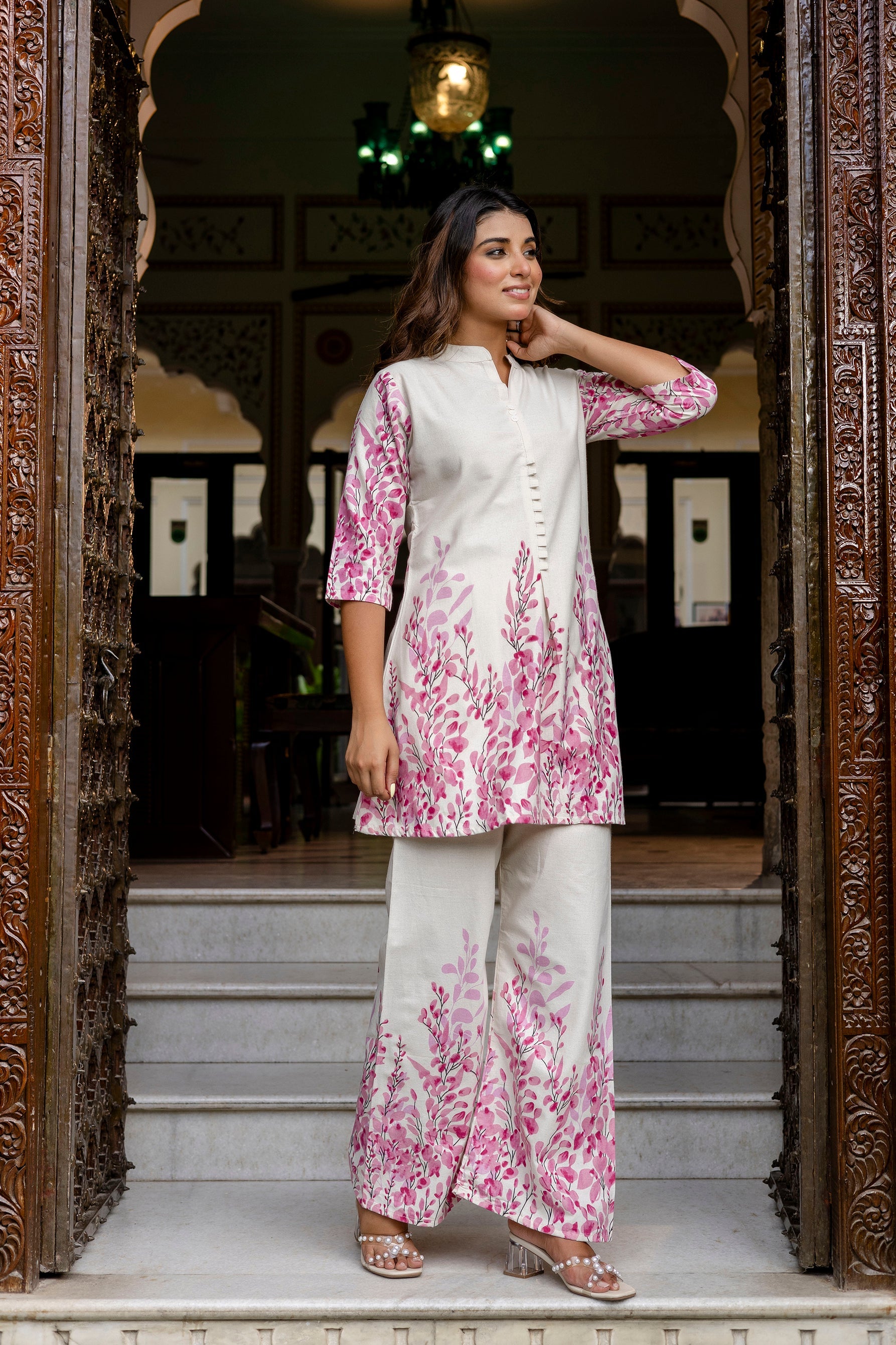 Sandlight Off-White Botanical Cotton Flex Co-ord Set from Me&My