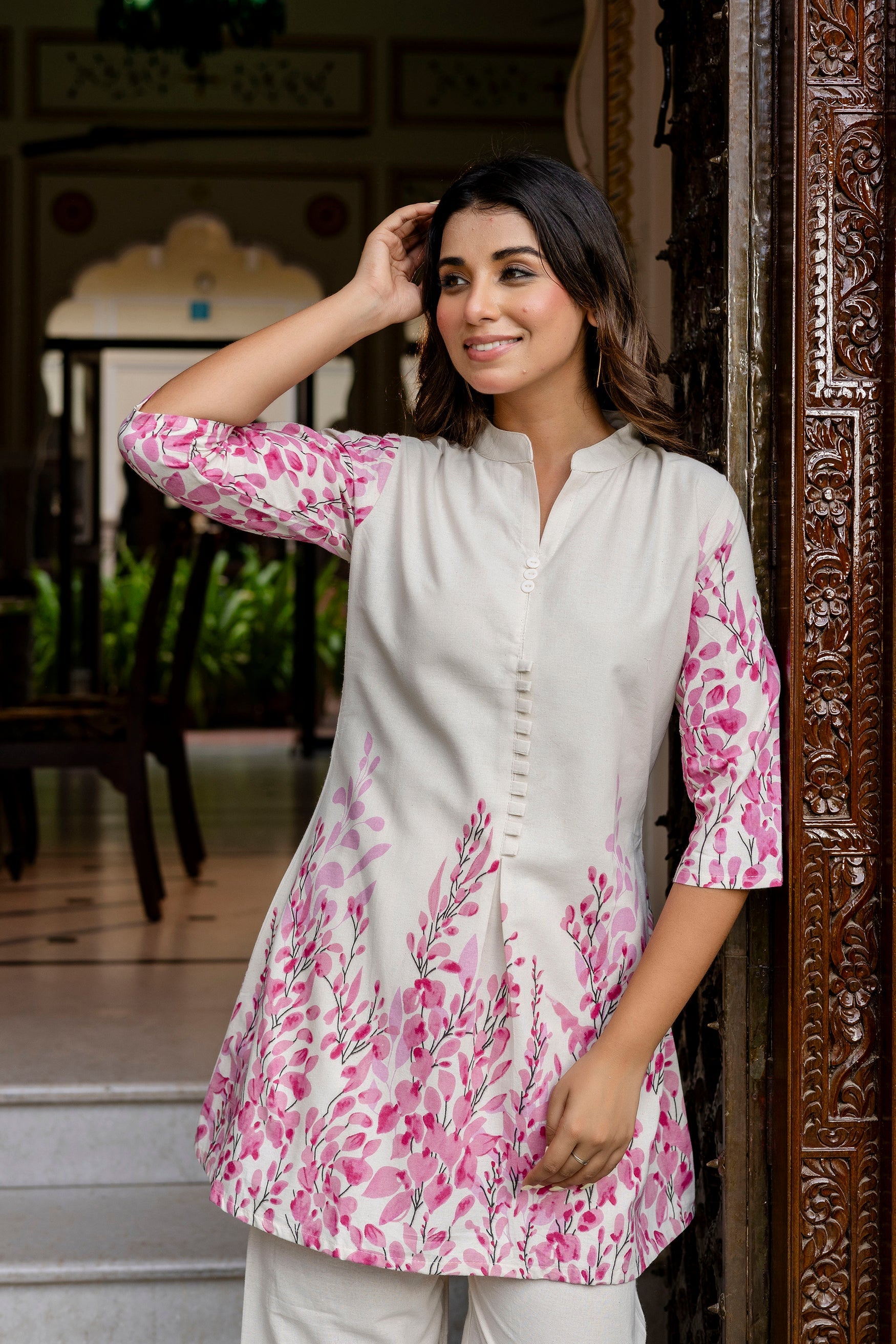 Sandlight Off-White Botanical Cotton Flex Co-ord Set from Me&My