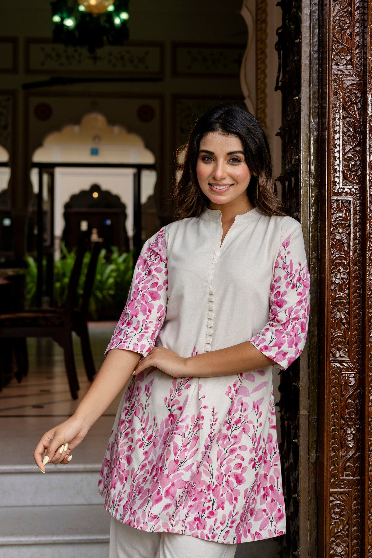 Sandlight Off-White Botanical Cotton Flex Co-ord Set from Me&My