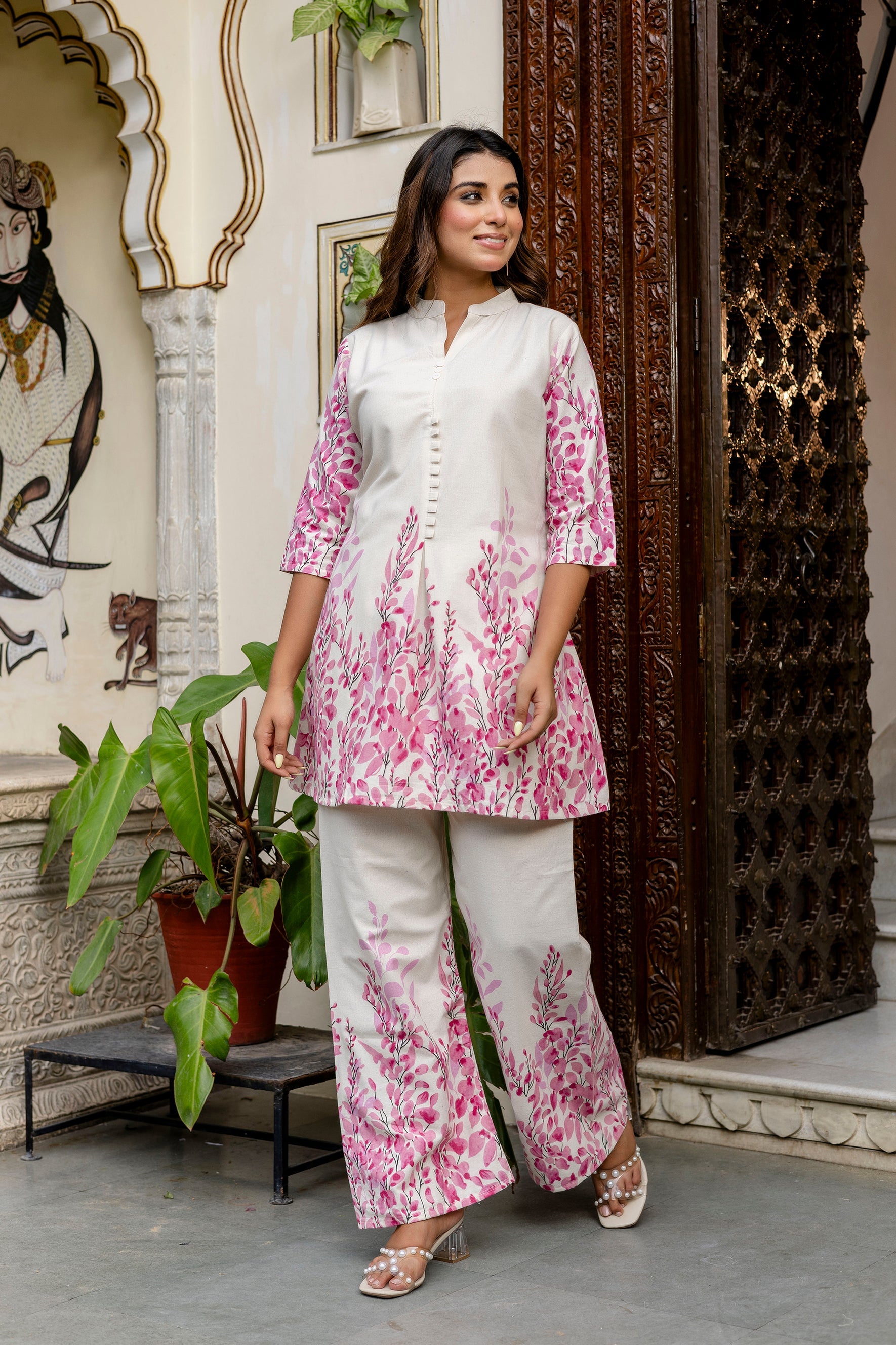 Sandlight Off-White Botanical Cotton Flex Co-ord Set from Me&My