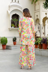 Off-White Cotton Floral Co-ord Set