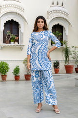 Navy Blue Cotton Abstract Co-ord Set - Me&My