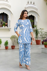 Navy Blue Cotton Abstract Co-ord Set - Me&My