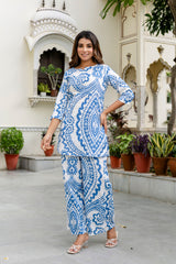 Navy Blue Cotton Abstract Co-ord Set - Me&My