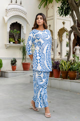 Navy Blue Cotton Abstract Co-ord Set - Me&My