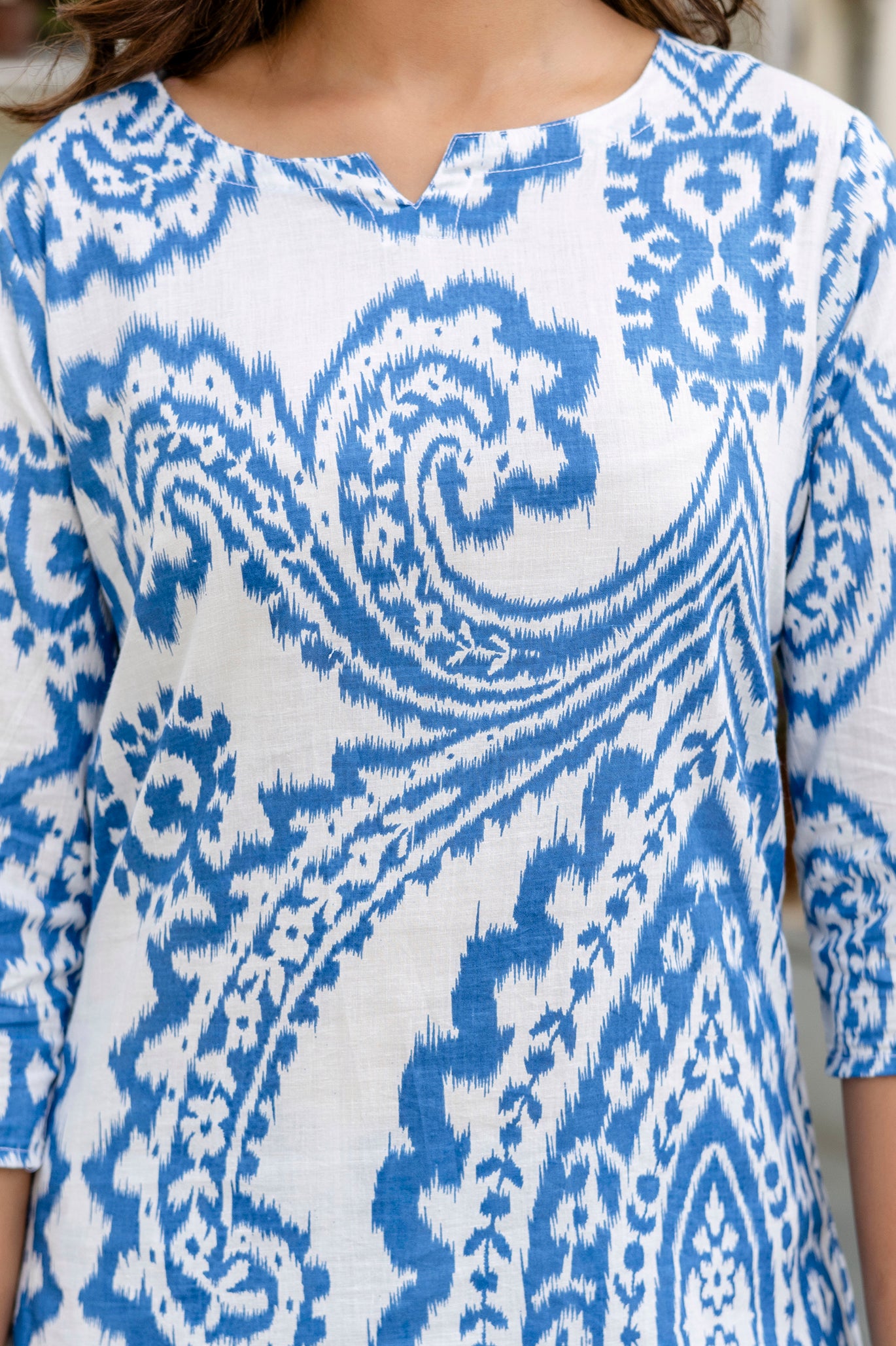 Navy Blue Cotton Abstract Co-ord Set