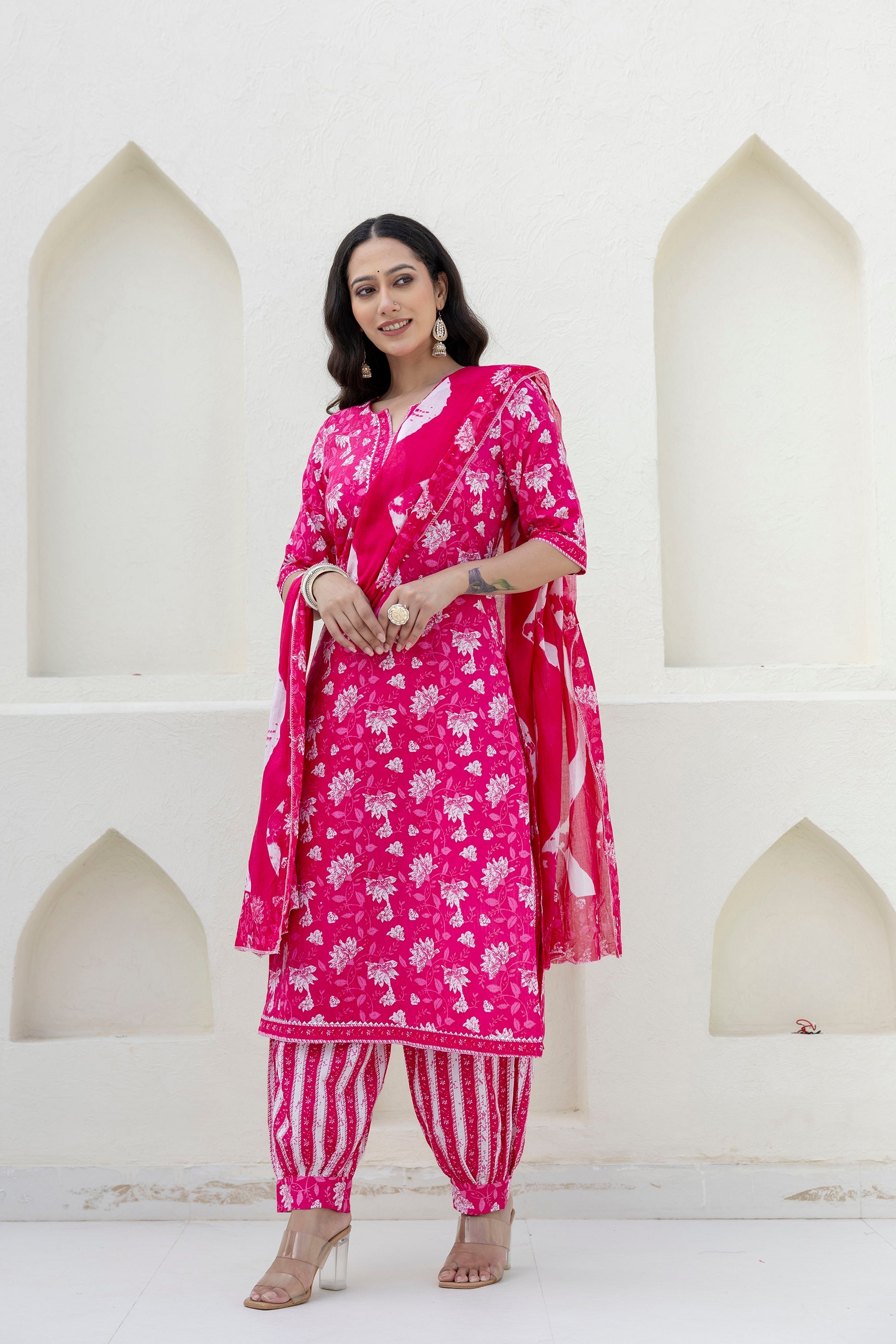 Blushvine Pink Cotton Dupatta Set from Me&My