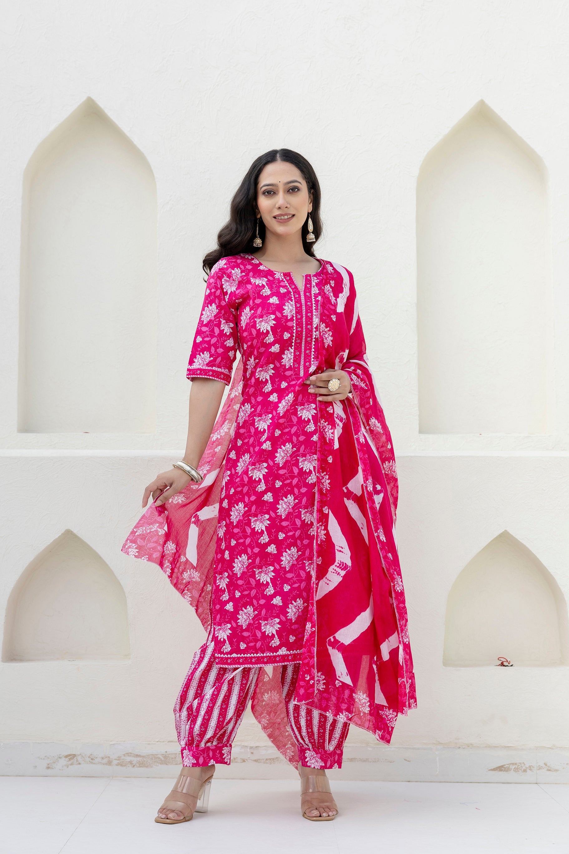 Blushvine Pink Cotton Dupatta Set from Me&My