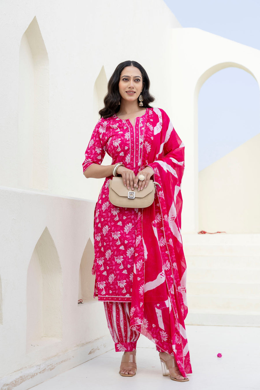 Blushvine Pink Cotton Dupatta Set — image 4