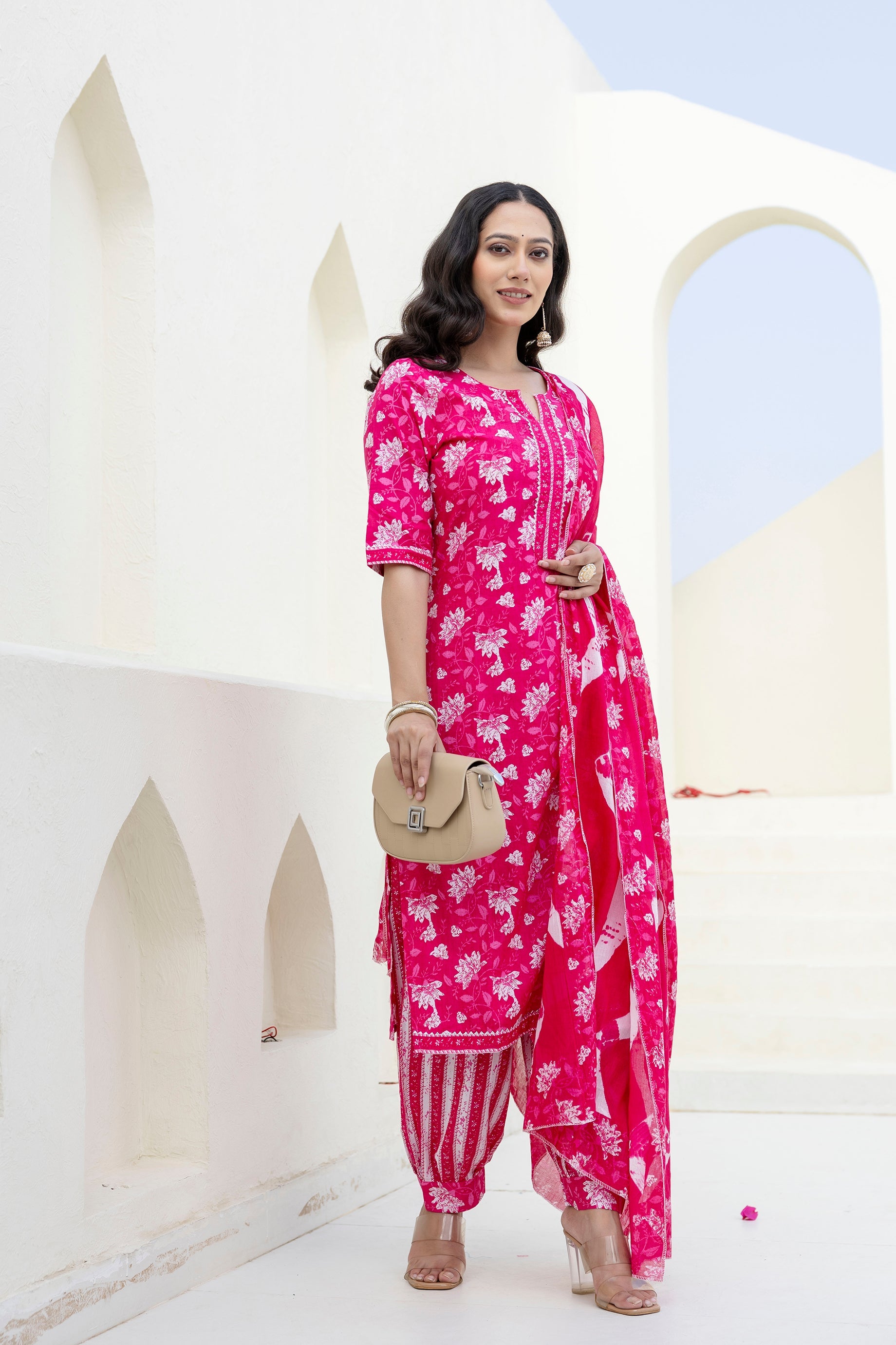 Blushvine Pink Cotton Dupatta Set from Me&My