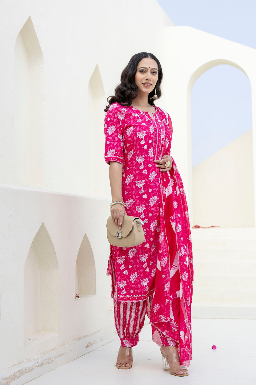 Blushvine Pink Cotton Dupatta Set — image 5