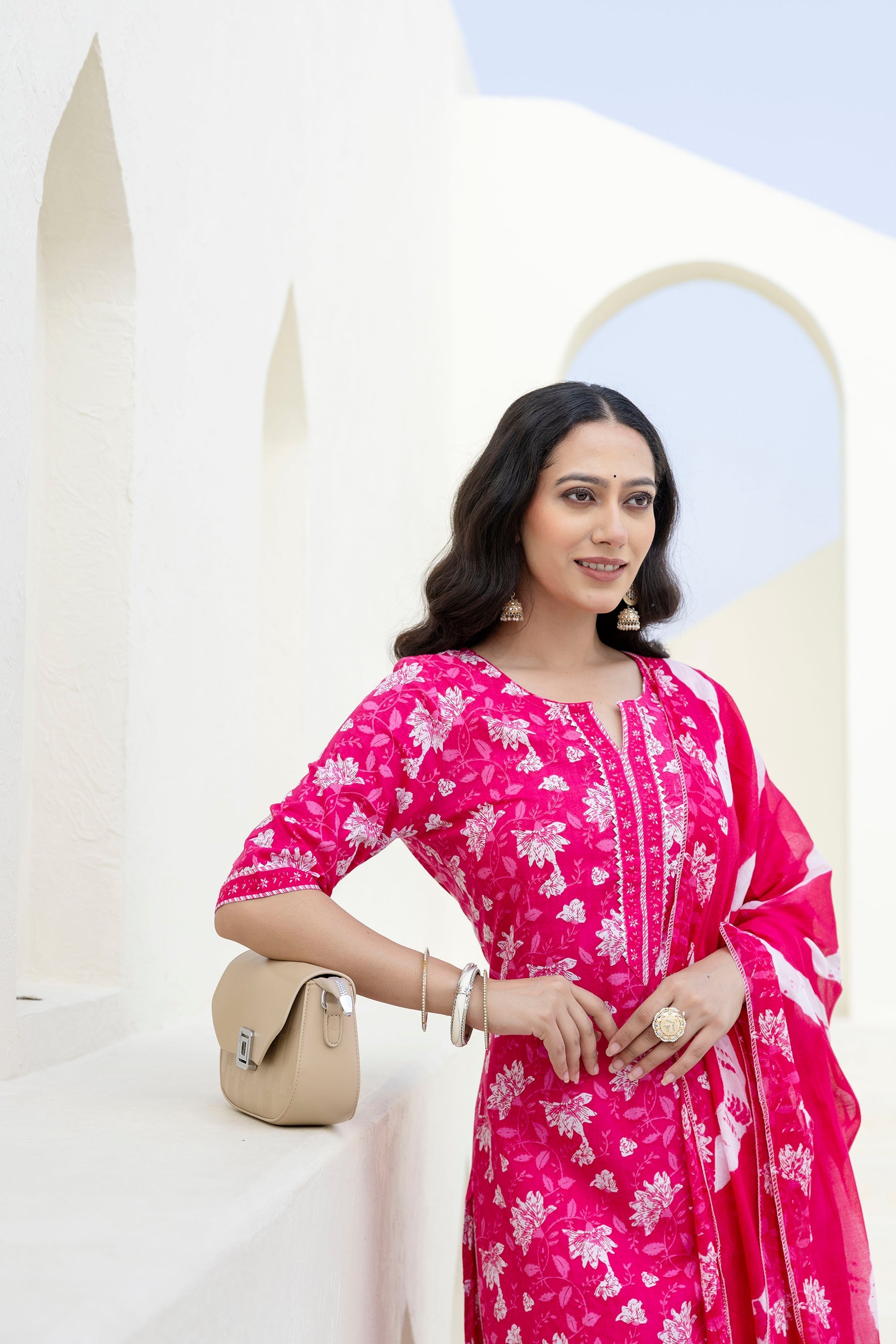 Blushvine Pink Cotton Dupatta Set from Me&My
